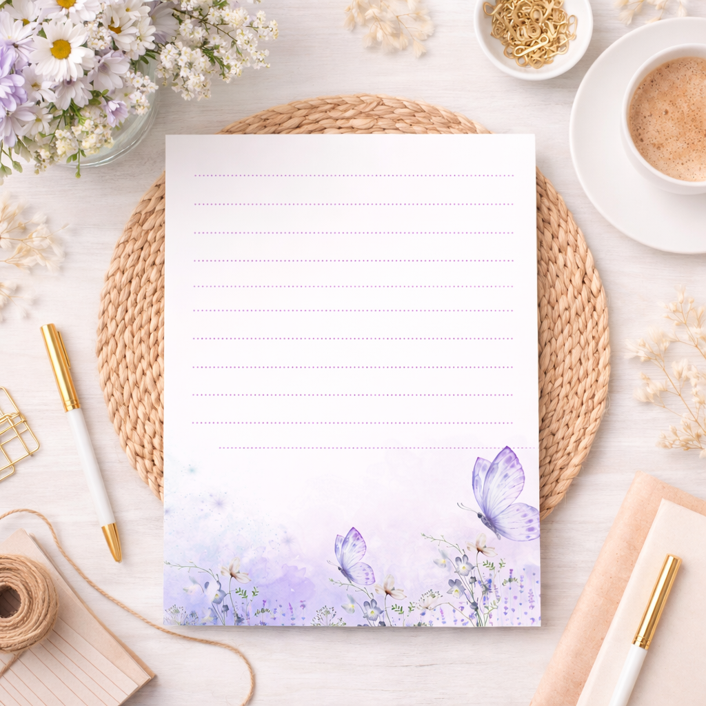 Floral Notepad Set – Aesthetic Lined Writing Pad | Cute Desk Stationery | Gift for Women |