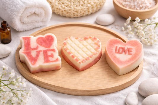 Handmade Heart Soap Bar – Artisan Pink & White Bath Soap – Giftable Skincare Favor – Decorative Handmade Soap