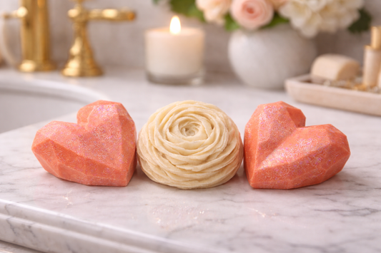 Handmade Rose & Heart Soap Gift Set –  Artisan Soap | Romantic Bath Gift