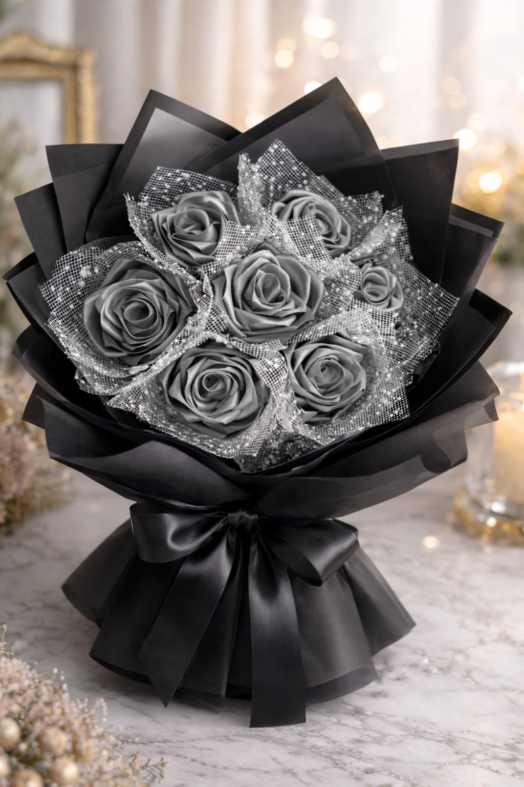 Satin Rose Bouquet – Handmade Luxury Forever Flowers | Elegant Gift for Wedding, Anniversary & Birthday