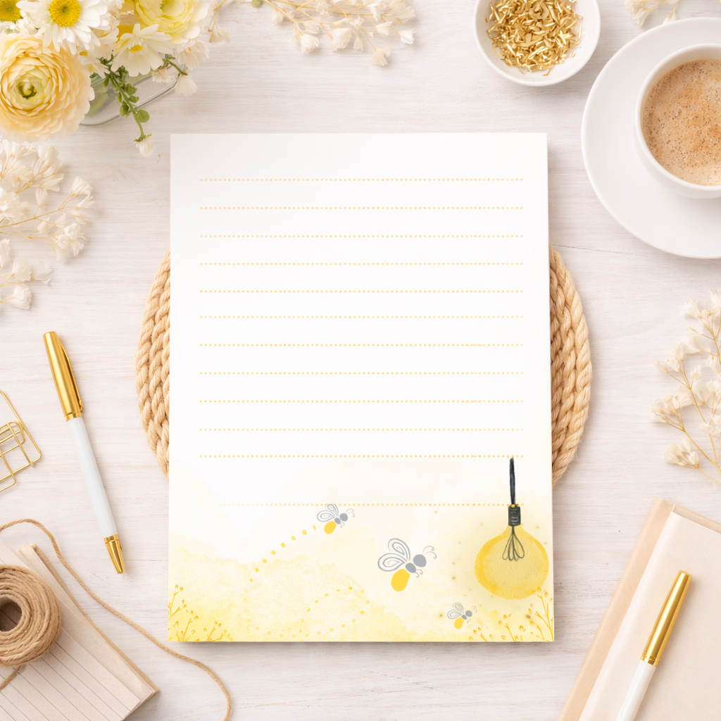 Floral Notepad Set – Aesthetic Lined Writing Pad | Cute Desk Stationery | Gift for Women |