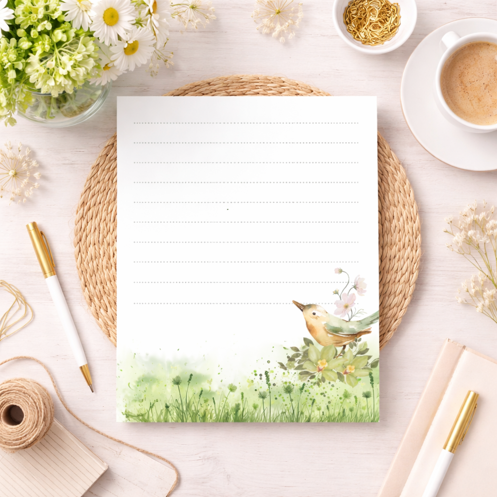 Floral Notepad Set – Aesthetic Lined Writing Pad | Cute Desk Stationery | Gift for Women |