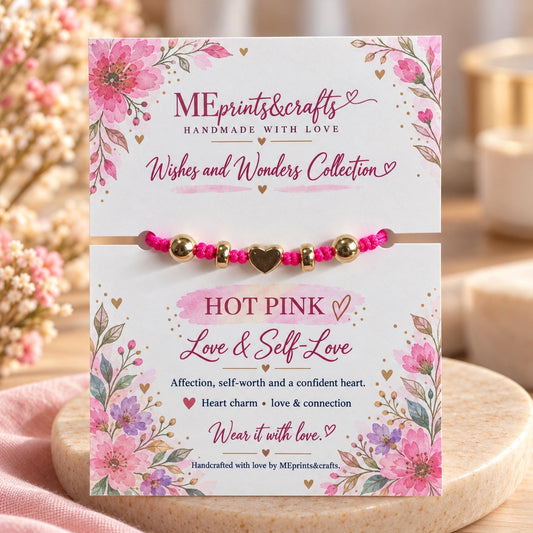 Wishes and Wonders Hot Pink bracelet with matching message card
