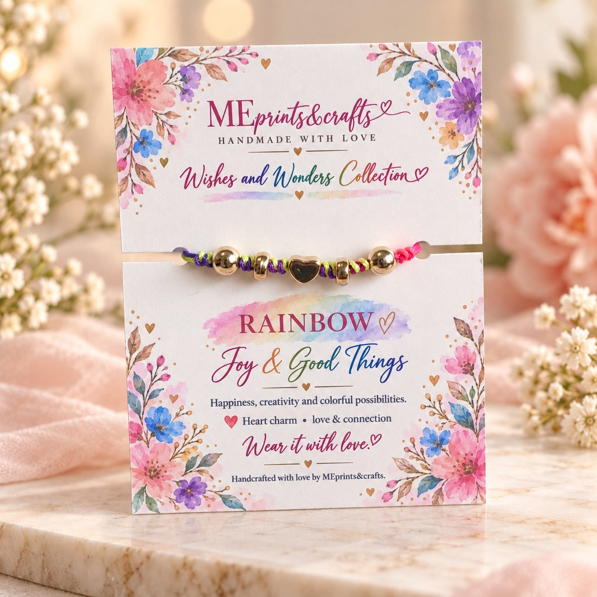 Wishes and Wonders Rainbow bracelet with matching message card